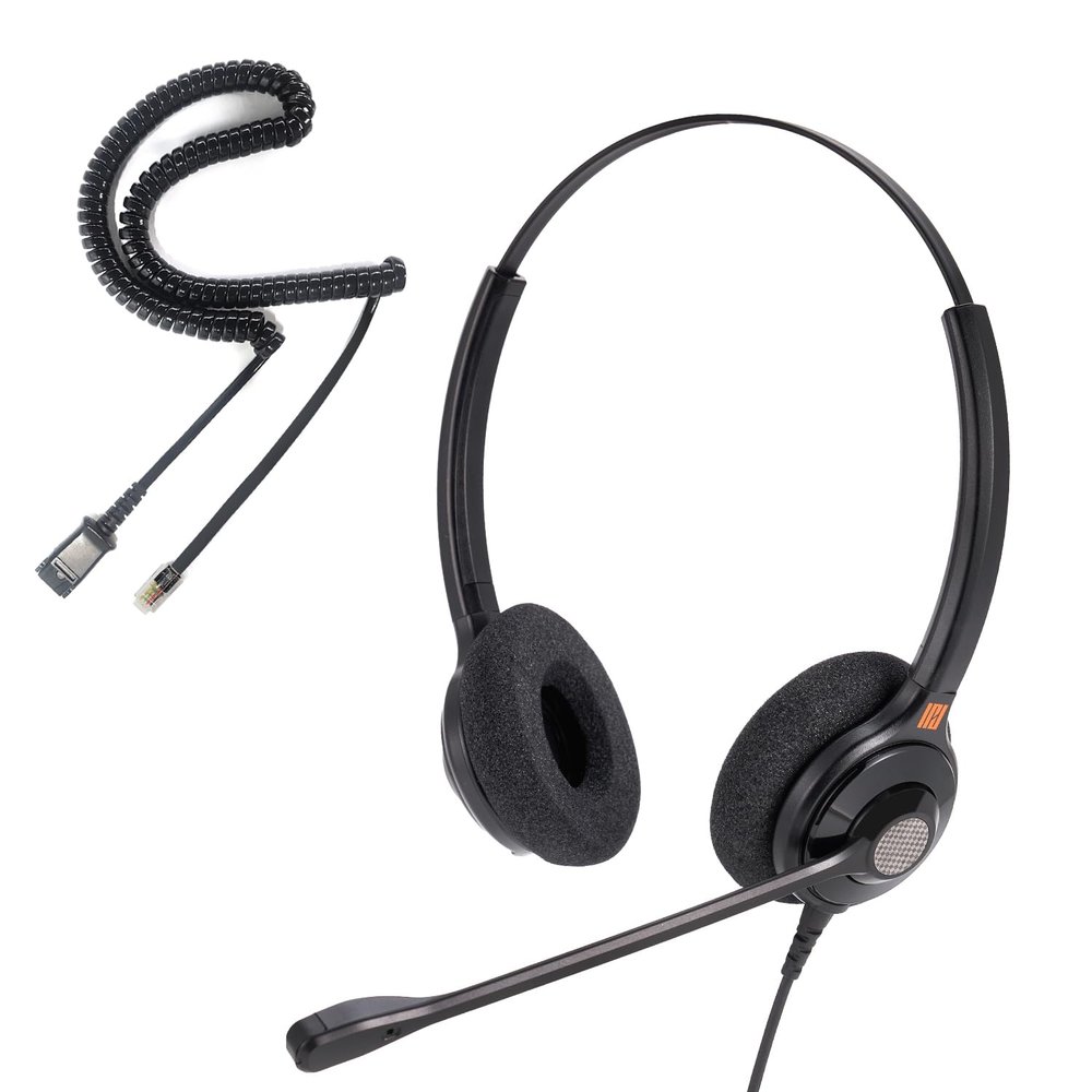 IPD Phone Headset for Office and Call Center Wired QD to RJ9 IPH-215 Binaural-Compatible with with-Comapatible with Cisco landline Phones-7800/7900/8800/6945 Series
