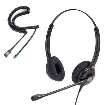IPD Phone Headset for Office and Call Center Wired QD to RJ9 IPH-215 Binaural-Compatible with with Yealink SIP, Grandsteam, Sangoma, +Ooma and LG landline Phones