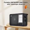 Docooler Portable Digital Radio, Portable AM FM Radio, Multiband Receiver with Telescopic Antenna 3.5mm Earphone Jack, Support AC DC Power for Home, Travel, Camping, Outdoor (US view 2