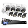 ANNKE 2MP Security Camera System, 8CH 4K DVR Recorder with AI Motion Detection, 4X 1080P Add-on Wired Bullet Cams, 4X 2MP Turret Cams, Smart Dual Light, Compatible with Alexa, 6TB Hard Drive, White view 1