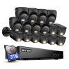 ANNKE 2MP Security Camera System, 16CH 3K Lite DVR Recorder with AI Motion Detection, 8X 1080P Add-on Wired Bullet Cams, 8X 2MP Turret Cams, Smart Dual Light, IP67, 3.6mm Lens, 3TB Hard Drive, Black view 1