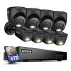 ANNKE 2MP Security Camera System, 8CH 3K Lite DVR Recorder with AI Motion Detection, 4X 1080P (19201080) Add-on Wired Bullet Cams, 4X 2MP Turret Cams, Smart Dual Light, IP67, 6TB Hard Drive, Black view 1