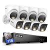 ANNKE 2MP Security Camera System, 8CH 3K Lite DVR Recorder with AI Motion Detection, 4X 1080P (19201080) Add-on Wired Bullet Cams, 4X 2MP Turret Cams, Smart Dual Light, IP67, 1TB Hard Drive, White view 1
