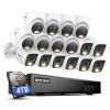 ANNKE 2MP Security Camera System, 16CH 3K Lite DVR Recorder with AI Motion Detection, 8X 1080P Add-on Wired Bullet Cams, 8X 2MP Turret Cams, Smart Dual Light, IP67, 3.6mm Lens, 4TB Hard Drive, White view 1