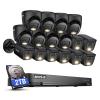ANNKE 2MP Security Camera System, 16CH 4K DVR Recorder with AI Motion Detection, 8X 1080P Add-on Wired Bullet Cams, 8X 2MP Turret Cams, Smart Dual Light, IP67, Compatible with Alexa, 2TB HDD, Black view 1