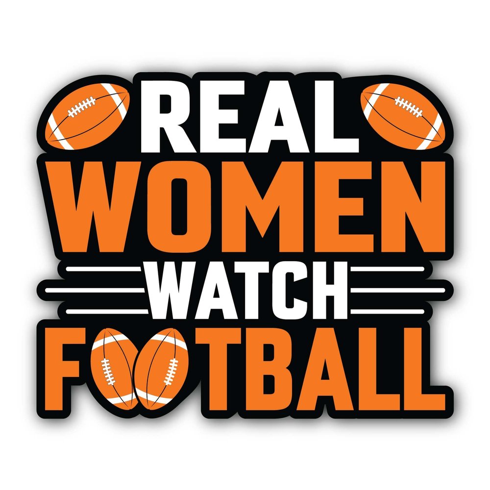 2 (Pieces) 3" and 5" Real Women Watch Football Sticker, Waterproof Vinyl Decals for Many Purpose Like Cars, Trucks, Laptops, Phones, Windows and More
