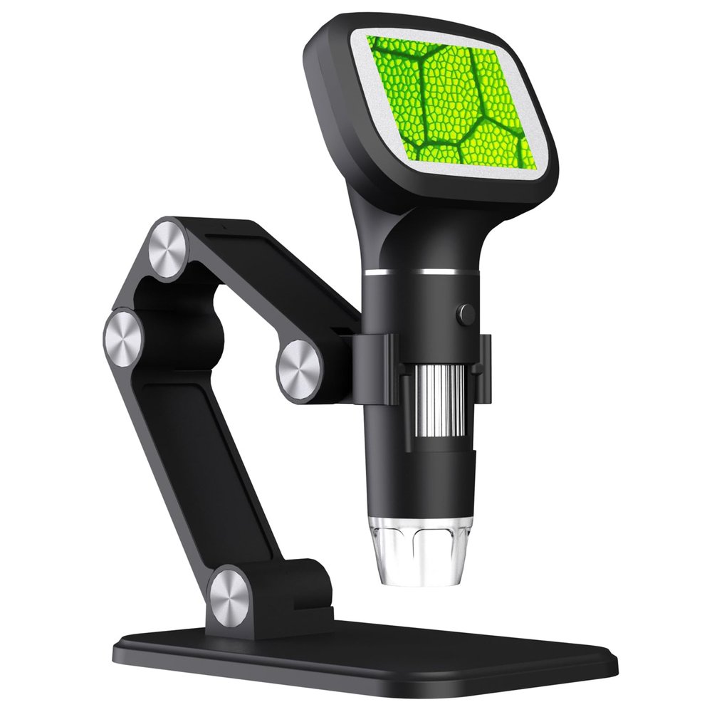 Digital Microscope, 50x to 1600x Magnification Handheld with 2.4 Inch Color Display, 8 Adjustable LED Lights, Adjustable Stand, Portable Microscope Camera for Adults, Children