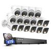 ANNKE 2MP Security Camera System, 16CH 4K DVR Recorder with AI Motion Detection, 8X 1080P Add-on Wired Bullet Cams, 8X 2MP Turret Cams, Smart Dual Light, IP67, Compatible with Alexa, 6TB HDD, White view 1