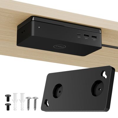 CaSZLUTION Under Desk and Wall Mount Compatible with Dell Universal Dock UD22, Acrylic Docking Station Mount Holder (Black Plate Only)