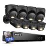 ANNKE 2MP Security Camera System, 8CH 3K Lite DVR Recorder with AI Motion Detection, 4X 1080P (19201080) Add-on Wired Bullet Cams, 4X 2MP Turret Cams, Smart Dual Light, IP67, 1TB Hard Drive, Black view 1