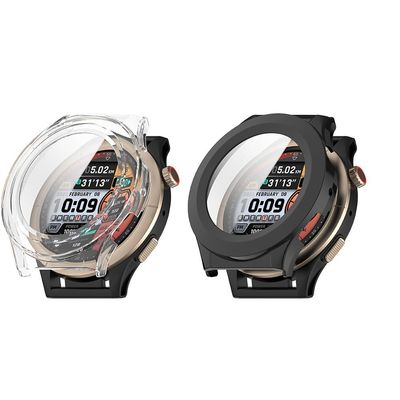 2 Pack Cover Cases for Amazfit Cheetah Pro/Cheetah Round, Hard PC Ultra Thin Glass All-round Shockproof Protective Case (Transparent/Black)