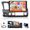 2+64G Android Car Radio for Honda Civic 2006 2007 2008 2009 2010 2011, 9 Inch Touchscreen Radio Wireless Carplay Android Auto, WiFi GPS Navigation Bluetooth FM RDS EQ Mirror Link view 1