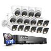 ANNKE 2MP Security Camera System, 16CH 1080P Lite DVR Recorder with AI Motion Detection, 8X 1080P Add-on Wired Bullet Cams, 8X 2MP Turret Cams, Smart Dual Light, IP67, 3.6mm Lens, 2TB HDD, White view 1