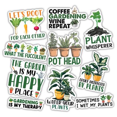10pcs Gardening Sticker Sheet, Peaceful and Cute Vinyl Decals for Gardeners, Plant Lovers, and Nature Enthusiasts, Waterproof, UV-Resistant, for Laptop, Water Bottle, Journal, Notebook, Phone Case