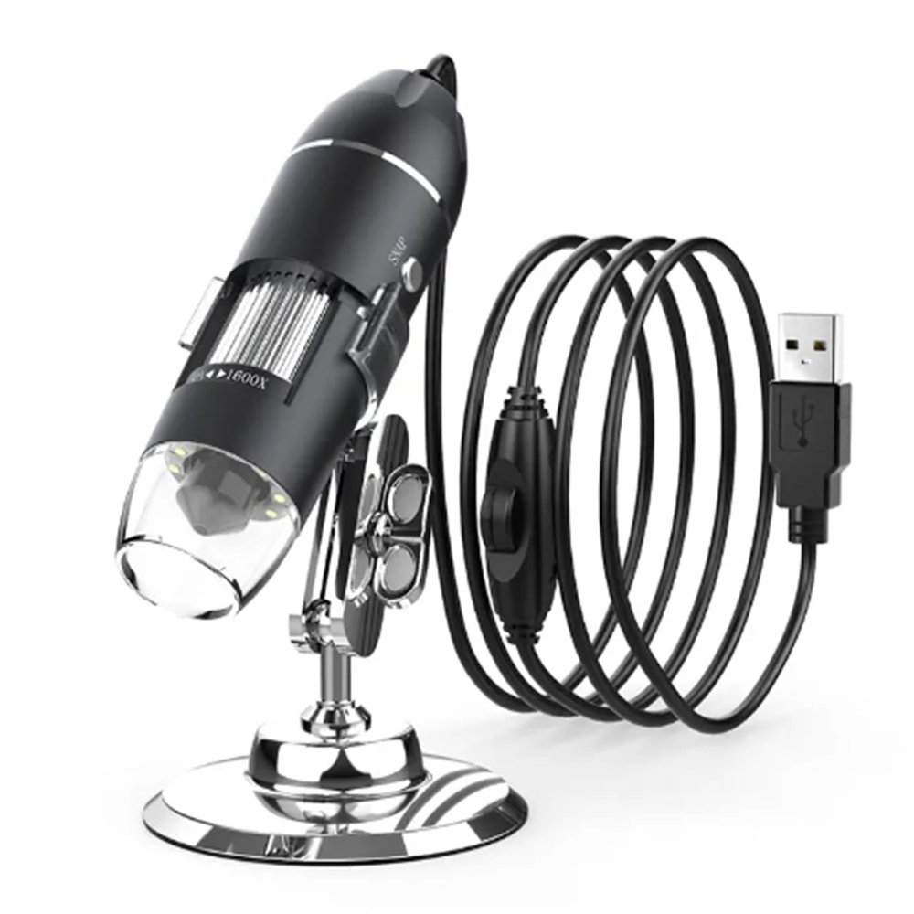 Portable Electron Microscope, 1080P HD Digital Microscope with LED Lights and 360 Rotating Stand, 50X To 1600X Magnification, Multiinterface Design for Plant Inspection, Skin Examination,Home Educati