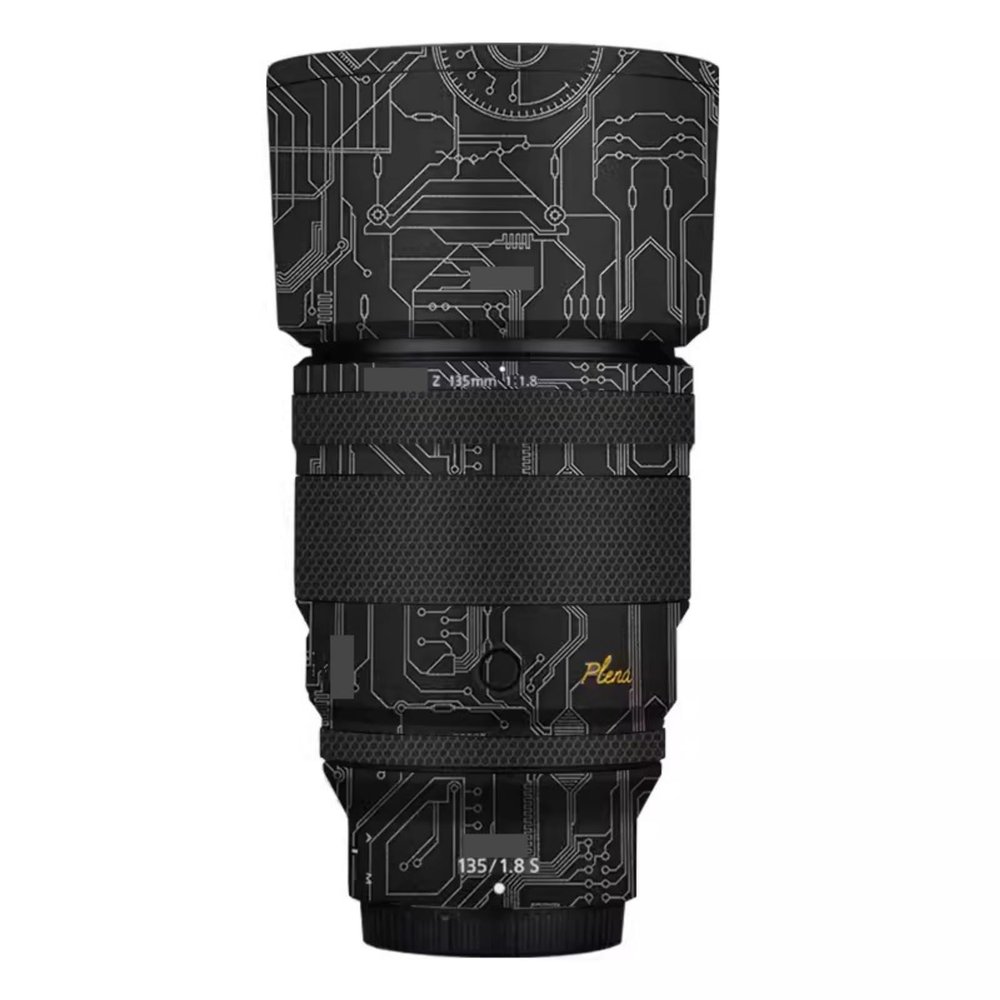 Camera Skin Wrap Lens Skins Protector Anti-Scratch Coat Wrap Cover Sticker for Nikon Z 135mm F1.8 S Plena(Circuit Titanium)