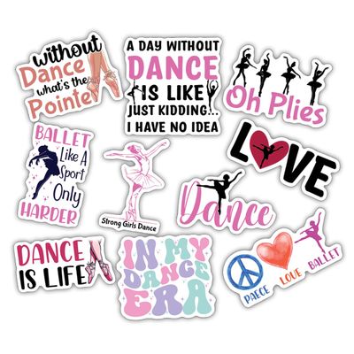 10pcs Ballet Dance Sticker Sheet, Cute Artistic Vinyl Decals for Ballerinas, Dance Teachers, and Ballet Fans, Waterproof, UV-Resistant, for Laptop, Water Bottle, Journal, Notebook, Phone Case