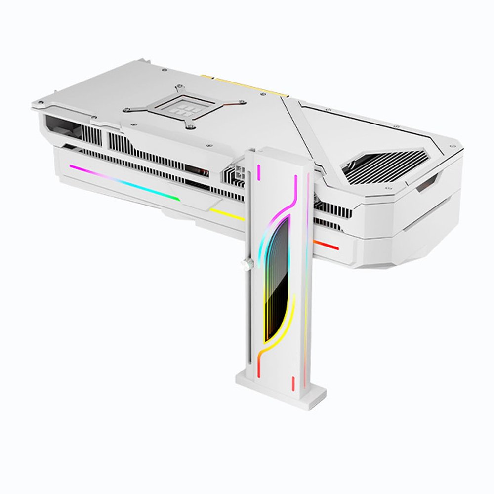 ARGB GPU Support Bracket, 3PIN 5V PC Graphics Card Stand Holder Anti Sag Bracket with Magnetic Base, Height Adjustable Vertical GPU Graphics Card Support (White)