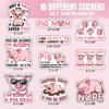 10pcs Pig Mom Sticker Sheet, Cute and Funny Farm Animal Vinyl Decals for Pig Lovers, Pet Owners, Farmers, Waterproof, UV-Resistant, for Laptop, Water Bottle, Notebook, Journal, Phone Case, Scrapbook view 2