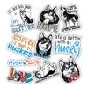 10pcs Husky Sticker Sheet, Cute and Funny Dog Vinyl Decals for Husky Owners, Dog Lovers, Pet Lover, Waterproof, UV-Resistant, for Laptop, Water Bottle, Journal, Notebook, Phone Case, Scrapbook, Crate view 1
