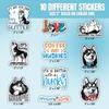 10pcs Husky Sticker Sheet, Cute and Funny Dog Vinyl Decals for Husky Owners, Dog Lovers, Pet Lover, Waterproof, UV-Resistant, for Laptop, Water Bottle, Journal, Notebook, Phone Case, Scrapbook, Crate view 2