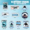 10pcs Scuba Diving Sticker Sheet, Aquatic and Adventurous Vinyl Decals for Divers, Instructors, and Ocean Explorers, Waterproof, UV-Resistant, for Laptop, Water Bottle, Journal, Notebook, Dive Gear view 2
