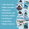 10pcs Scuba Diving Sticker Sheet, Aquatic and Adventurous Vinyl Decals for Divers, Instructors, and Ocean Explorers, Waterproof, UV-Resistant, for Laptop, Water Bottle, Journal, Notebook, Dive Gear view 4