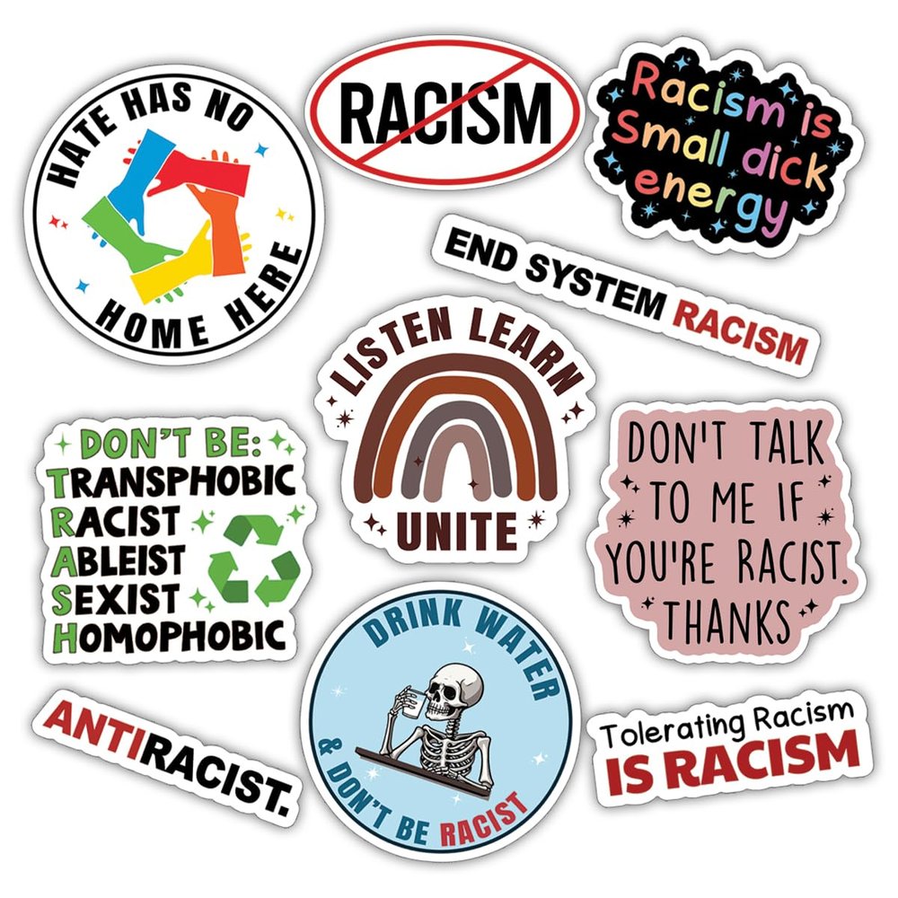 10pcs Anti-Racist Sticker Equality Vinyl Decal Be Kind, No Room for Hate, Social Justice, Unity, Activism Gift, Human Rights Supporters, Waterproof, UV-Resistant, for Laptop, Scrapbook, Water Bottle