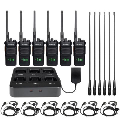 Retevis RT86 Work Walkie Talkies Long Range with Earpiece and Long Antenna,Professional 2 Way Radio for Business with 6 Way Charger,2600mAh,Heavy Duty Two Way Radios for Warehouse Jobsite(6 Pack)