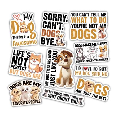 10pcs Dog Lover Sticker Sheet, Cute and Funny Vinyl Decals for Pet Parents, Animal Lovers, Waterproof, UV-Resistant, for Laptop, Water Bottle, Notebook, Journal, Scrapbook, Phone Case