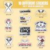 10pcs Lacrosse Sticker Sheet, Cute and Competitive Vinyl Decals for Players, Coaches, and Lacrosse Fans, Waterproof, UV-Resistant, for Laptop, Water Bottle, Journal, Notebook, Phone Case view 2