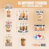 10pcs Bubble Tea Sticker Sheet, Cute and Funny Vinyl Decals for Boba Lovers, Tea Drinkers, Kawaii Fans, Waterproof, UV-Resistant, for Laptop, Water Bottle, Journal, Notebook, Tumbler, Phone Case view 2
