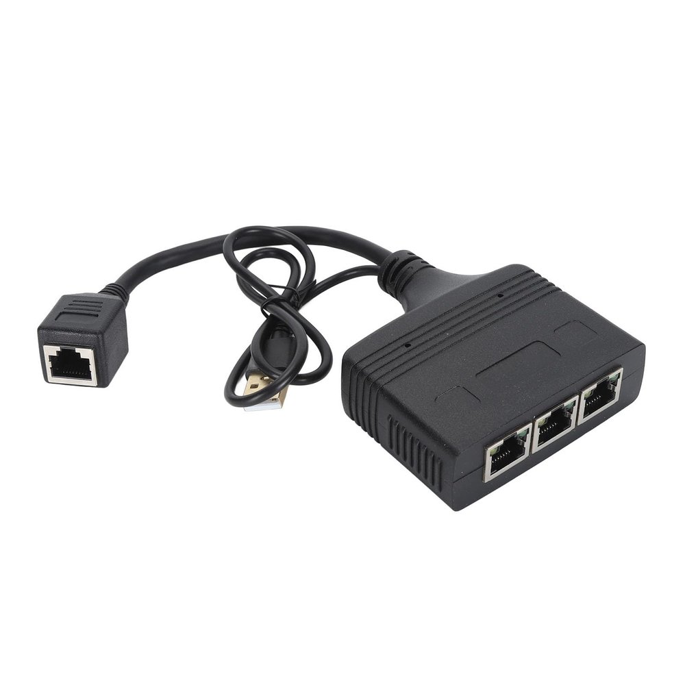 1 to 3 Port Gigabit Ethernet Splitter, 1000Mbps Speed RJ45 Network Adapter for Cat8 Cat7 Cat6 Cat5 Cat5e Cables, Wide Compatibility with ADSL, Hubs, TVs, Routers, Durably ABS Cons
