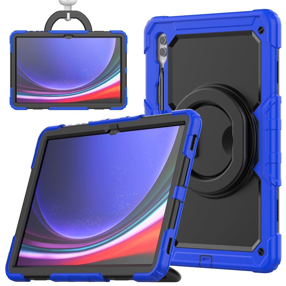 nincyee Heavy Duty Protective Tablet Case for Samsung Galaxy Tab S10 Ultra/S9 Ultra/S8 Ultra 14.6", 3 in 1 Shockproof Silicone Cover with Pencil Holder,Shoulder Strap, Invisible Bracket Fold Kickstand