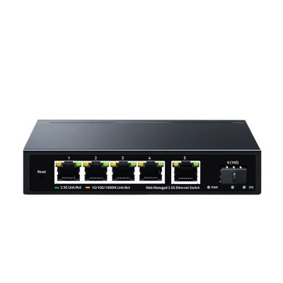 2.5GbE Managed Switch 5 Ports 2500M Network 10G SFP+ Slot Uplink Web Management Static Link Aggregation Hub Internet Splitter(AU Plug)