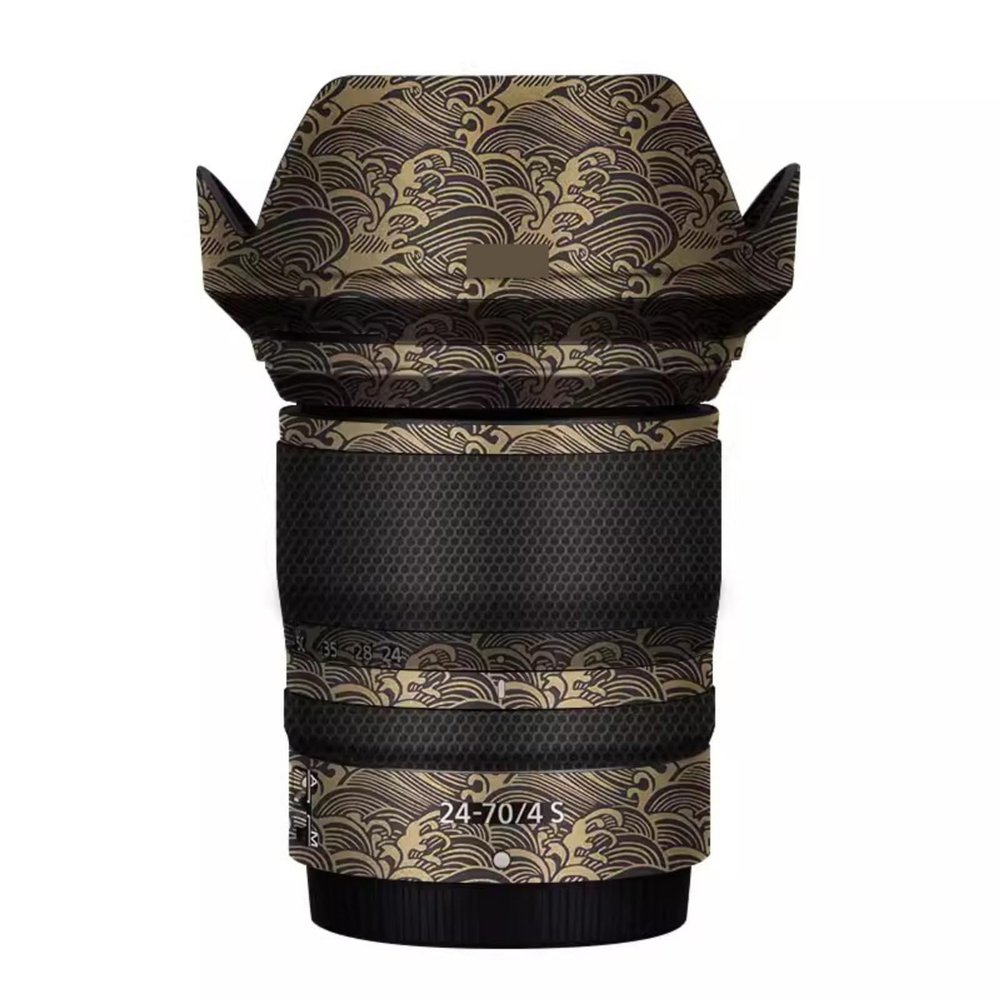 Camerea Lens Skin Anti-Scratch Sticker for Nikon Z 24-70mm F4S Coat Vinly Protective Film Body Protector Decals Cover 24-70 4(Wave Gold)
