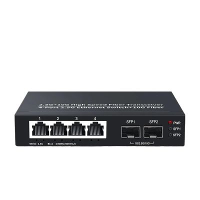 2.5GbE Ethernet Switch 4-Port 2.5Gbps Network Switch 2-Port 10GbE SFP+ Slot Home Lab Switch and Play(US Adapter)