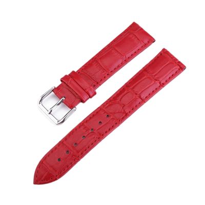 CongYi Colorful Genuine Leather Watchband Men Women 12 13 14 15 16 17 18 19 20 22 24mm Crocodile Pattern Waterproof Watch Strap Band(Red_20mm)