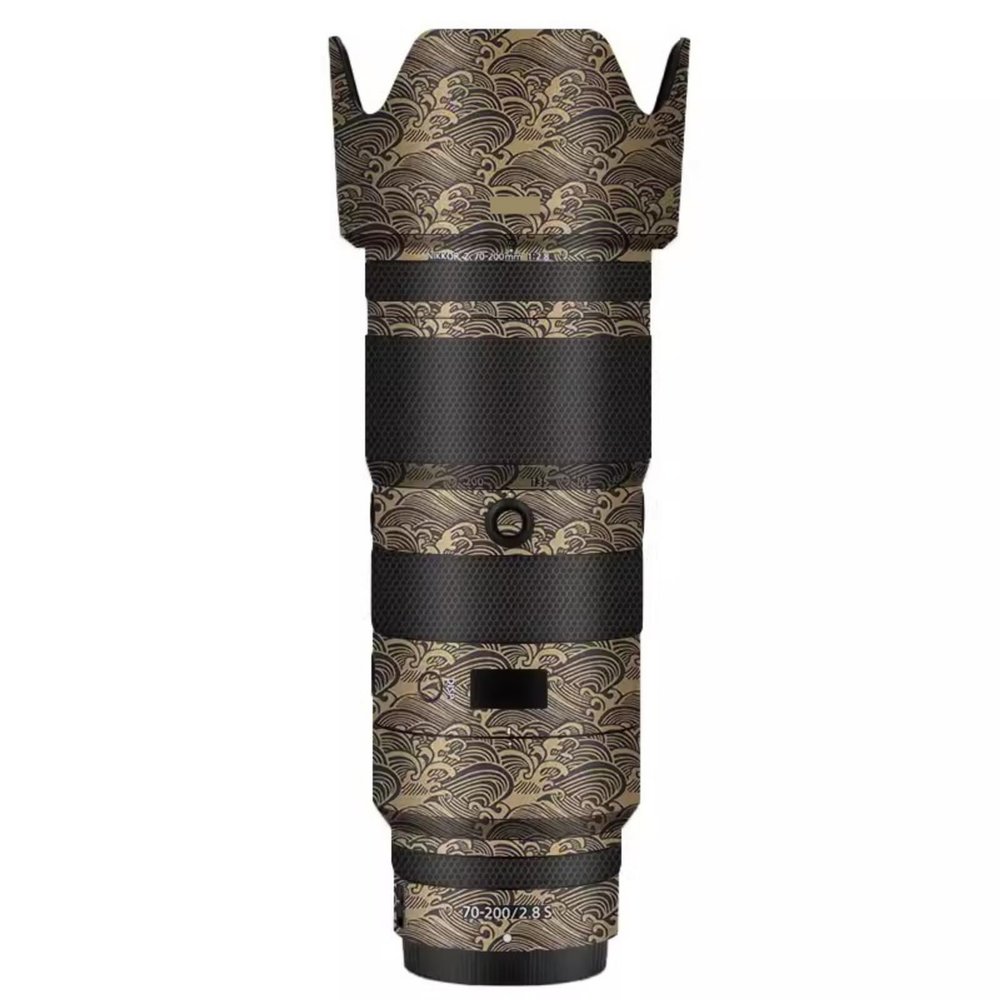 70-200 2.8 Camera Lens Skin Coat Wrap Protective Film Body Decal Anti-Scratch Sticker Accessories for Nikon Z 70-200mm F2.8 VR S(Wave Gold)