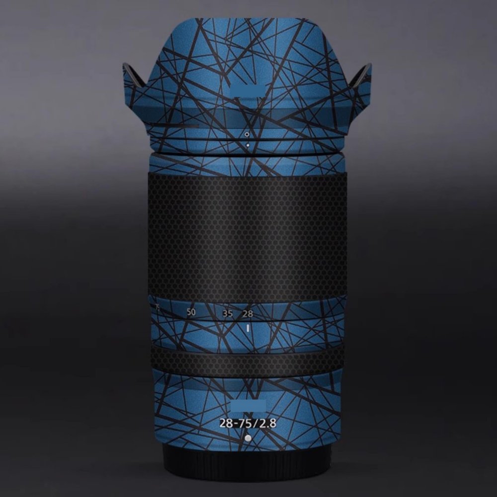 Camera Lens Protector Coat Protective Film Body Vinly Wrap Skin Premium Sticker for Nikon Z 28-75mm F2.8 Photography Decal 28-75 2.8(Cross Blue)