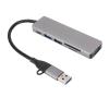 6 in 1 USB3.0 Hub with 5Gbps Speed, Chipset, Portable Docking Station, Ideal for Homes, Office, Travel, Silver Gray view 4