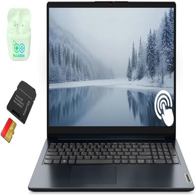 Lenovo IdeaPad 15.6 FHD Touchscreen Laptop, 24GB RAM 1.5TB Storage (1TB SSD+512GB SD Card), 10-Cores Intel Core i5-1235U, Windows 11 Pro with Microsoft Office Included, PLUSERA Earphones