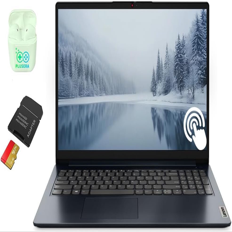 Lenovo IdeaPad 15.6 FHD Touchscreen Laptop, 24GB RAM 1.5TB Storage (1TB SSD+512GB SD Card), 10-Cores Intel Core i5-1235U, Windows 11 Pro with Microsoft Office Included, PLUSERA Earphones