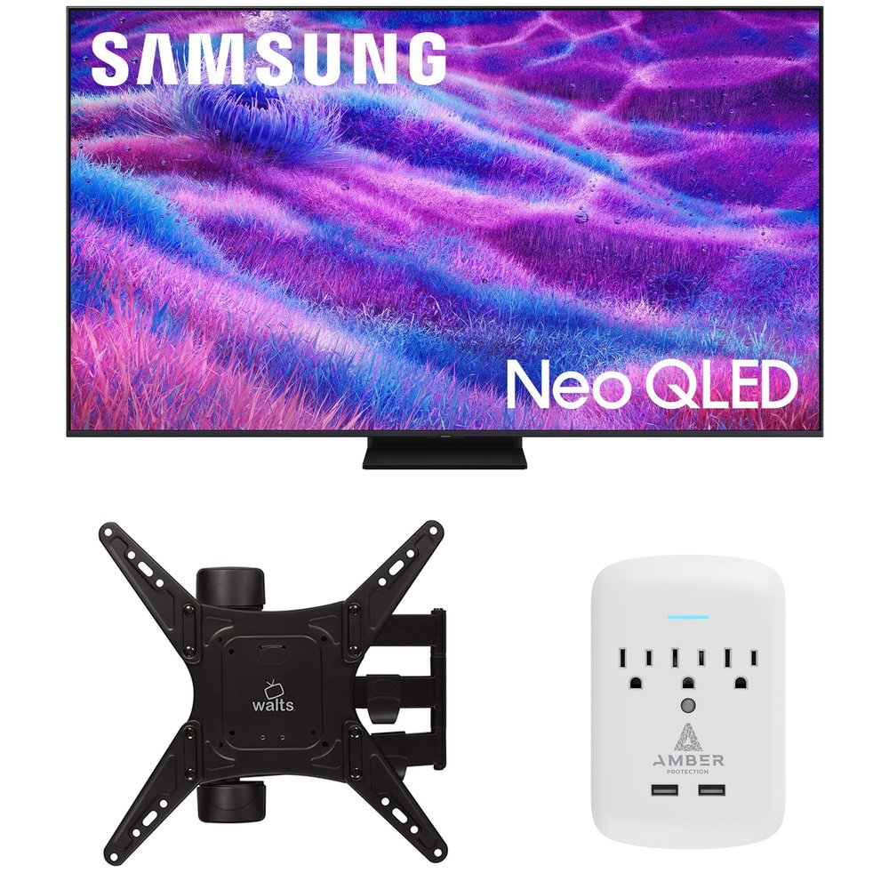 Samsung QN55QN80FAFXZA 55 Inch Neo QLED QN80F Series Supreme UHD 4K TV with a Walts Medium Full Motion Mount and Amber Protection 3-Outlet-Surge Surge Protector (2025)