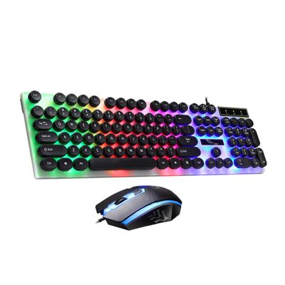 Housoutil USB Backlit Keyboard and Mouse Set Mechanical Feel Ergonomic Design for Gaming and Office Use Black