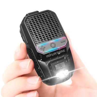 INFURTURE Wearable Bluetooth Speaker Clip on Speaker with RGB/Flashlight Shower Speake Built-in Noise Reduction Mic, Bathroom Speakers for Hands-Free Music/Calls-for Work/Riding/Outdoor, Ideal Gifts
