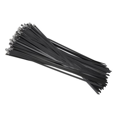100pcs 304 Stainless Steel Self Locking Cable Ties, Black Zip Ties for Ship Label Wire Harness, Thickened Buckle with Improved Tensile Strength, and