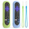 2 Pack Silicone Case Cover for TCL/Hisense/Roku Streaming TV Stick Remote - Shockproof Washable Remote Cover Anti-Slip Sleeve with Lanyard (Luminous Green+Glow Blue) view 1