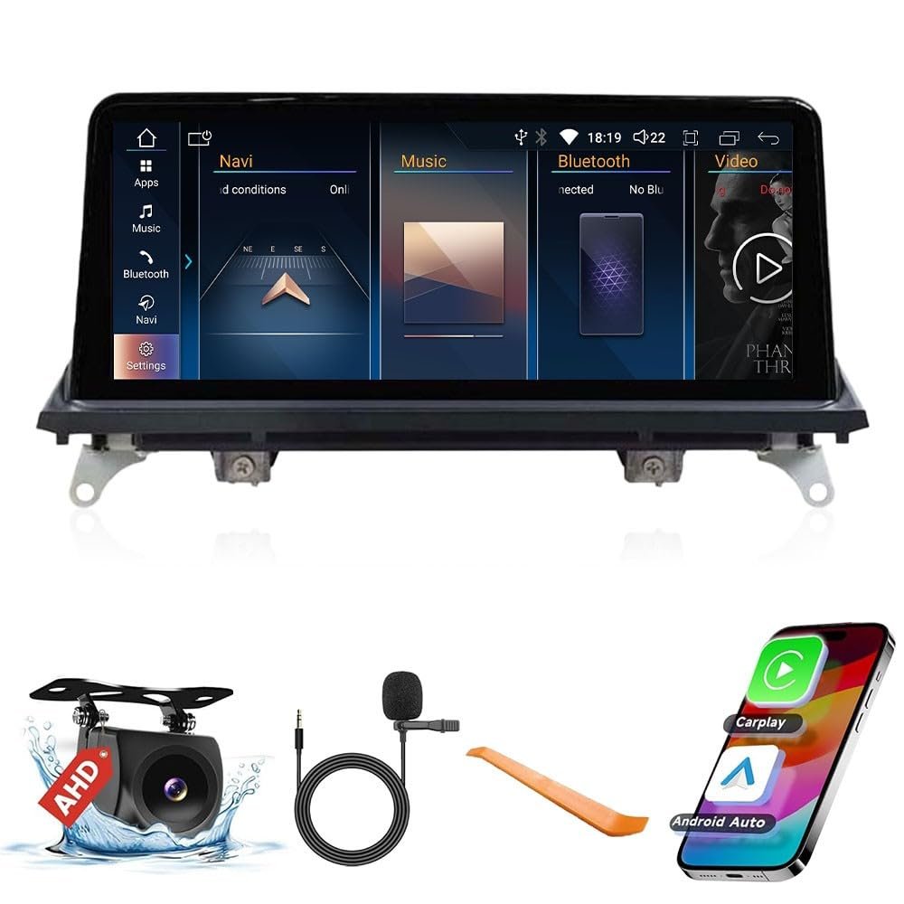 10.25" Octa Core 4G+32G Car CarPlay Android Auto Navigation Android Stereo GPS Radio Display IPS Touchscreen Headunit Tablet Media Player for BMW X5 X6 E70 E71 2008-2009