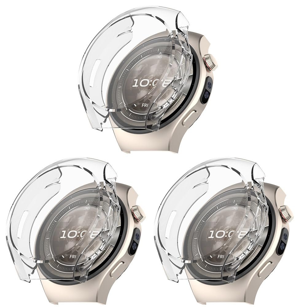 3 Pack Cases for Huawei Watch 5 46mm with Screen Protector, Flexible TPU Shockproof Scratch Proof Cover Case for Huawei Watch 5 46mm (Clear*3)